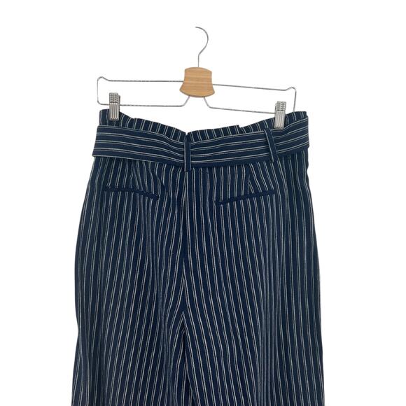 J. Crew Point‎ Sur Paperbag Pants Wide Leg Belt Stripe Navy Blue Size 12 - Picture 8 of 14